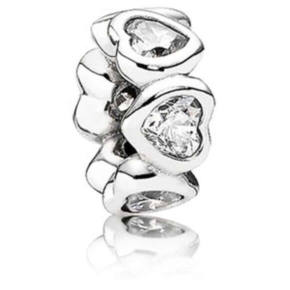 PANDORA Space in My Heart Spacer with Clear Zirconia Authentic Silver Love - Picture 1 of 9